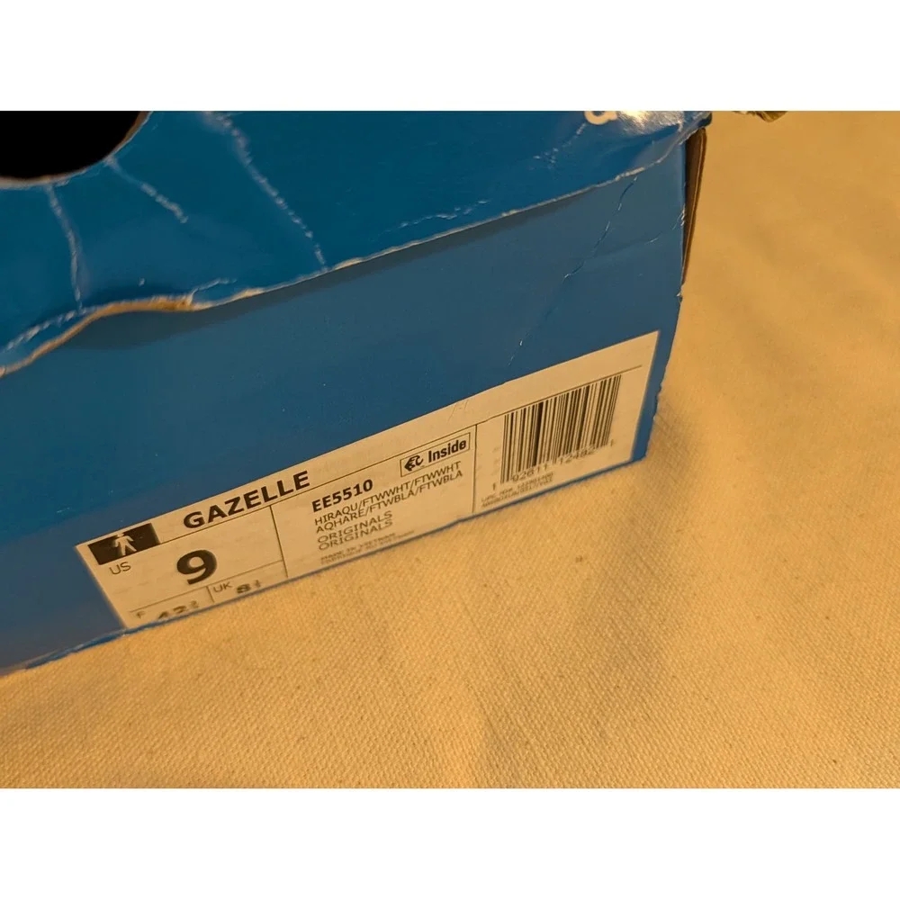 Adidas Originals Gazelle Hi-Res Aqua White Suede Sneakers EE5510 Mens 9 NEW